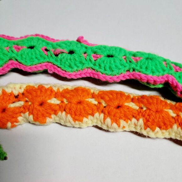 Lot Of 5 Vtg Handmade Crochet Wood Hangers Granny Core Multicolored 17” - Picture 5 of 7